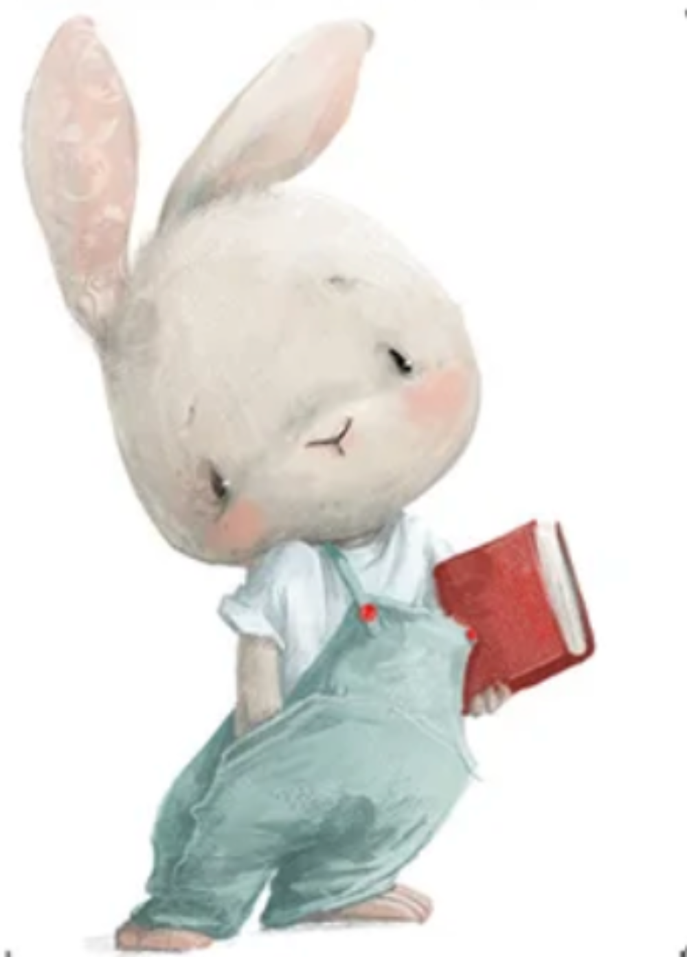 WHITE BUNNY RABBIT WITH BOOK READING CUTE ANIMALS 3D WALL STICKER MURAL ART Decal