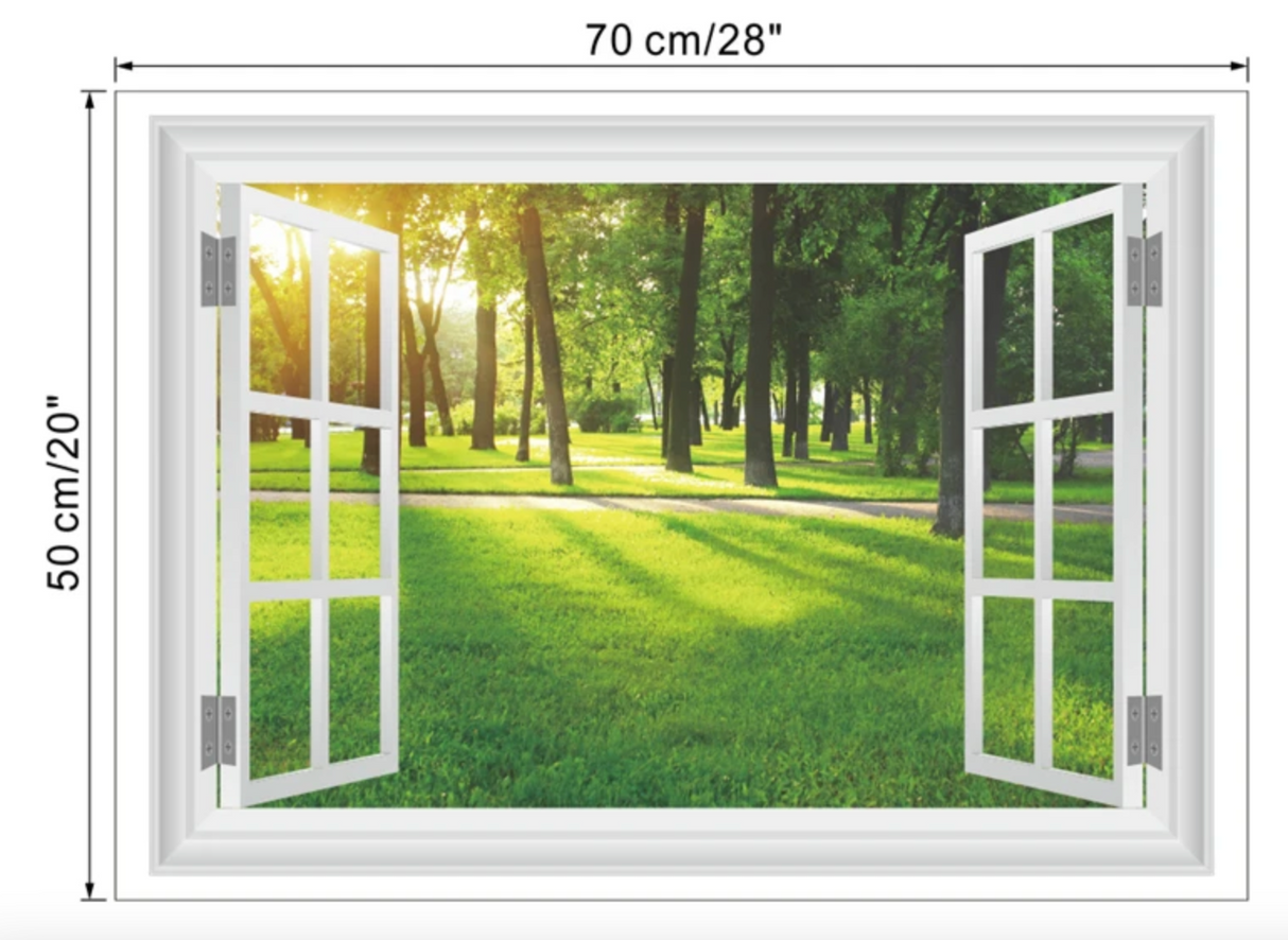 FOREST TREES PARK WALKS NATURE FAKE WINDOW LANDSCAPE PHOTOGRAPHY 3D WALL STICKER MURAL ART Decal
