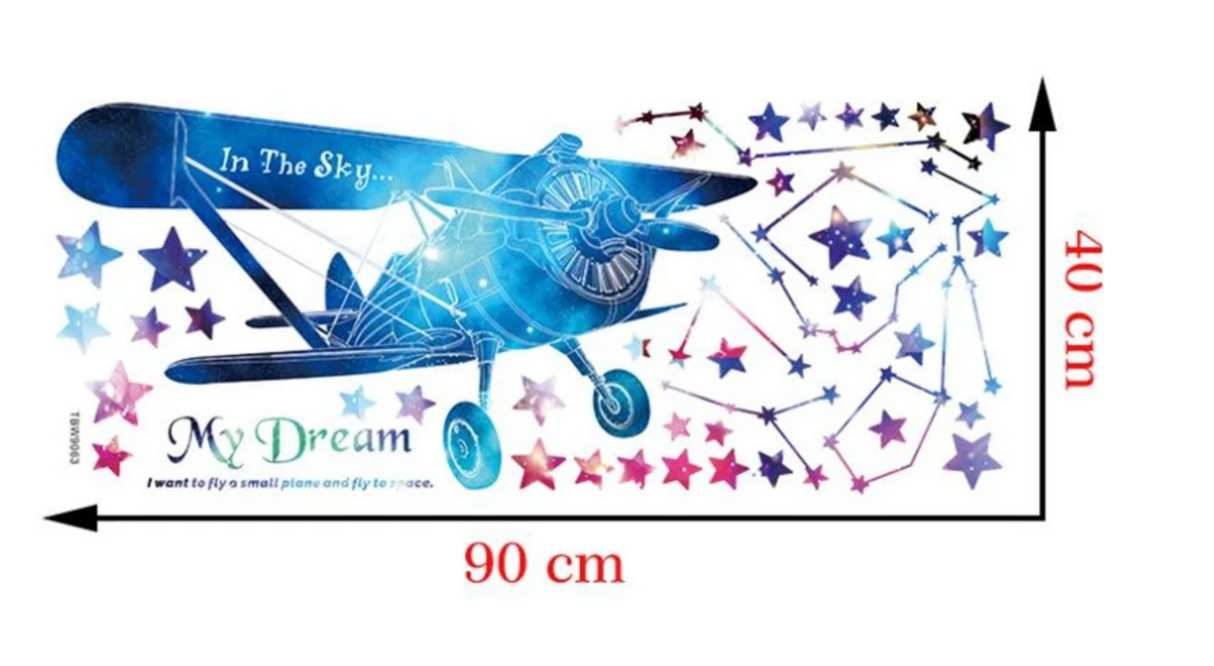 AEROPLANE NIGHT SKY CONSTELLATIONS GALAXY STARS 3D WALL STICKER MURAL ART Decal