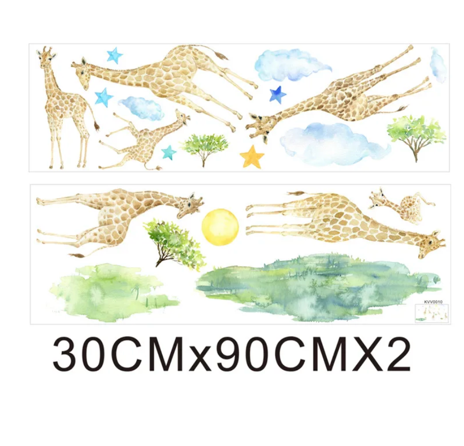 GIRAFFE ANIMALS NATURE GRASS SUN SKY SAFARI 3D WALL STICKER MURAL ART Decal