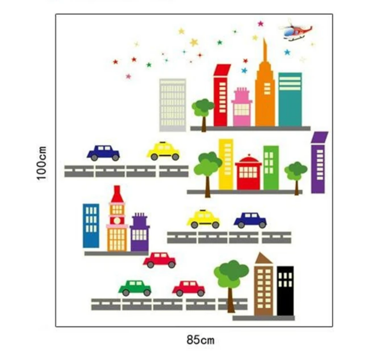 CITYSCAPE VEHICLES CARS TRUCKS ROAD GLOW IN THE DARK 3D WALL STICKER MURAL ART Decal