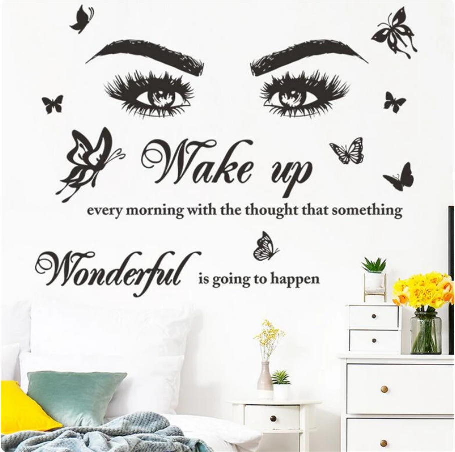 EYES SILHOUETTE SOMETHING WONDERFUL SLOGAN BUTTERFLIES 3D WALL STICKER MURAL ART Decal