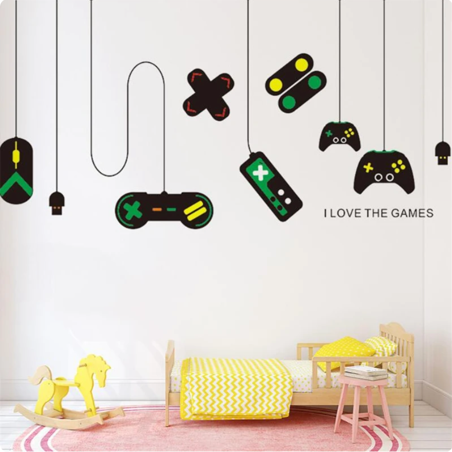 I LOVE GAMES VIDEO GAMING CONSOLES CONTROLLERS 3D WALL STICKER MURAL ART Decal