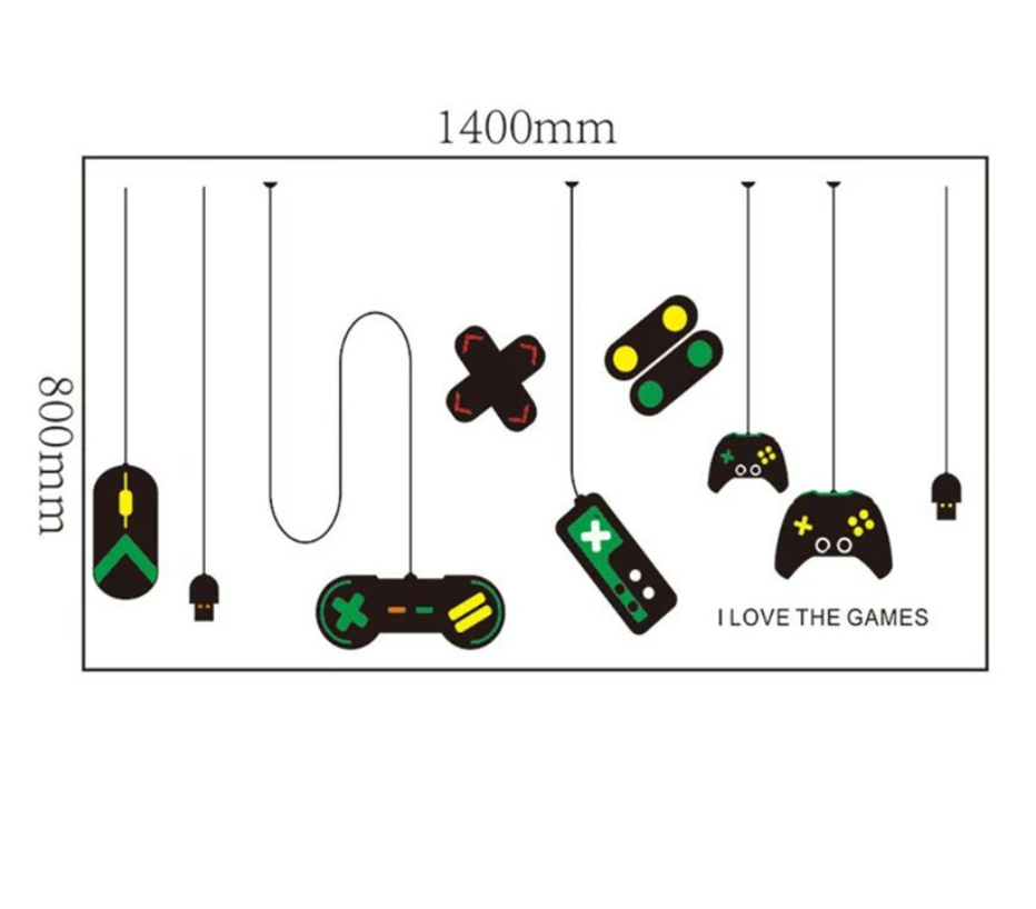 I LOVE GAMES VIDEO GAMING CONSOLES CONTROLLERS 3D WALL STICKER MURAL ART Decal