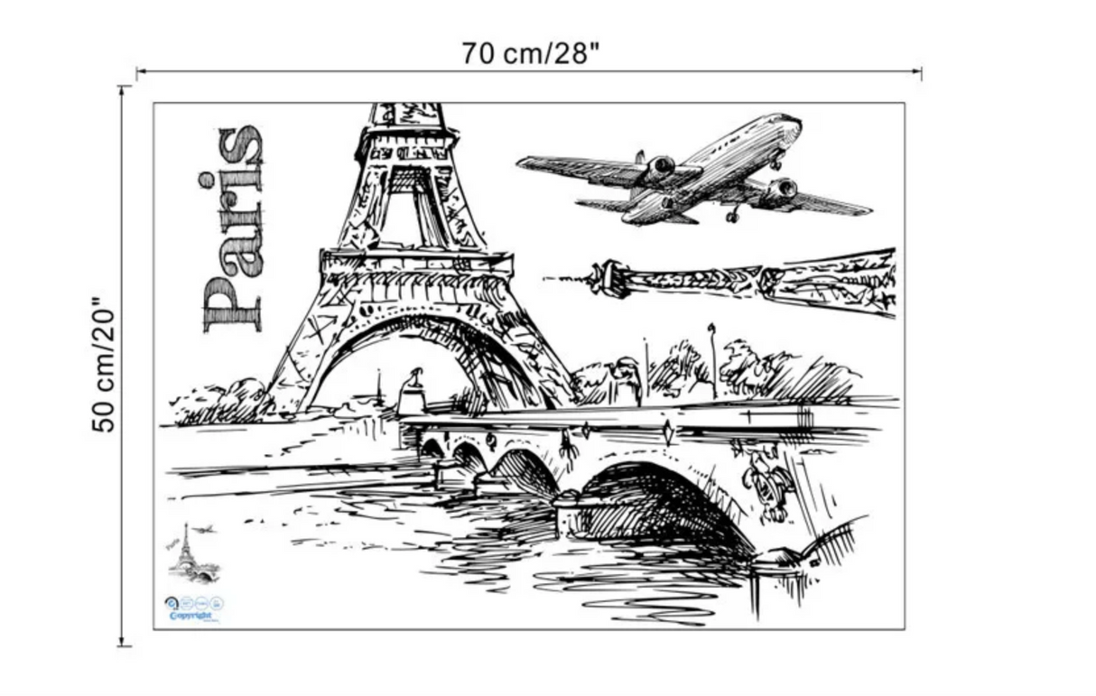 PARIS EIFFLE TOWER AEROPLANE BRIDGE TRAVEL CANAL 3D WALL STICKER MURAL ART Decal