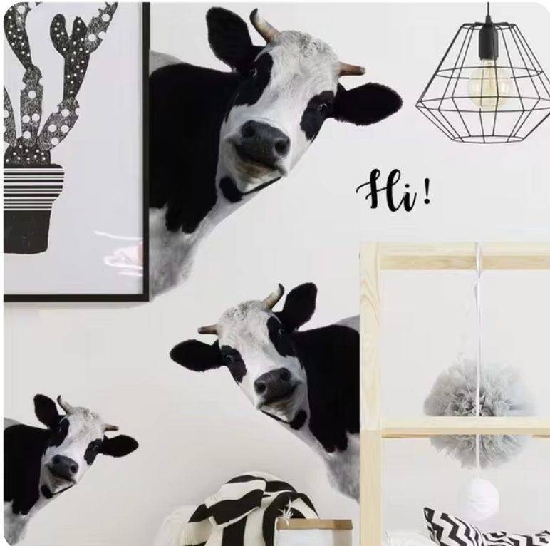 COW HERD FARM ANIMALS CATTLE BLACK WHITE HI 3D WALL STICKER MURAL ART Decal