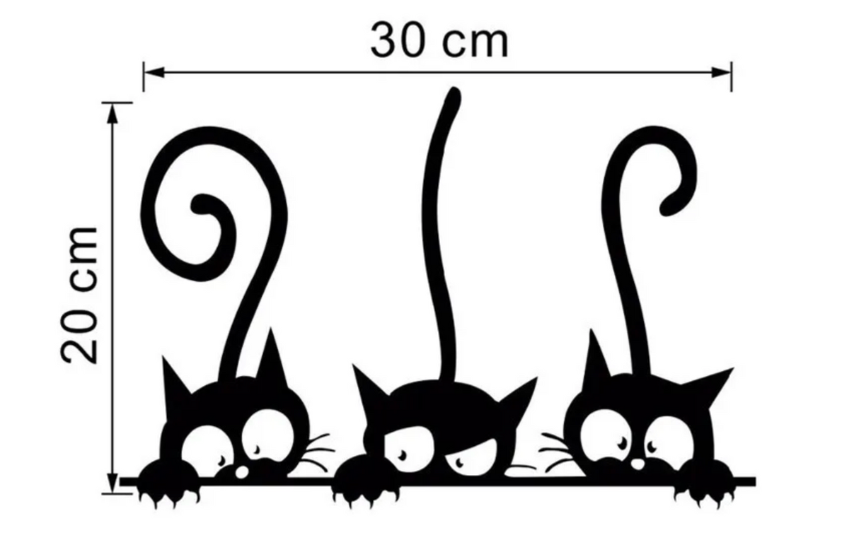 CHEEKY CAT SILHOUETTE KITTEN ANIMALS TAILS 3D WALL STICKER MURAL ART Decal