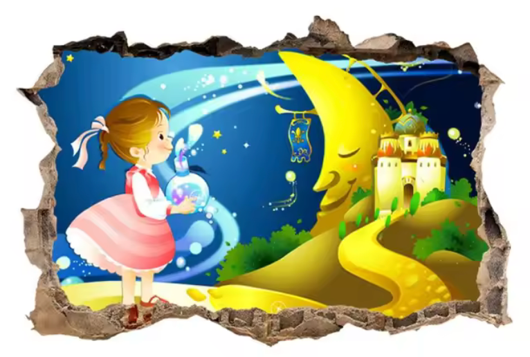 FAIRY BALLET MOON IN SKY MAGIC POTION ADVENTURE CASTLE 3D WALL STICKER MURAL ART Decal