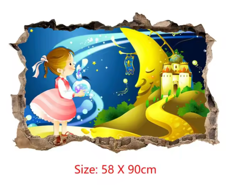 FAIRY BALLET MOON IN SKY MAGIC POTION ADVENTURE CASTLE 3D WALL STICKER MURAL ART Decal