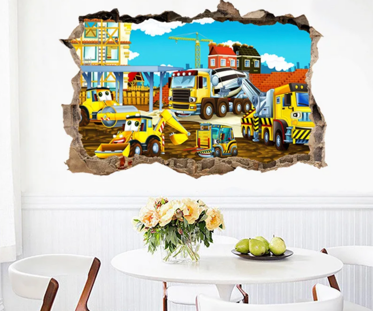 TRACTOR TRUCKS CONSTRUCTION SITE ENGINEERING 3D WALL STICKER MURAL ART Decal