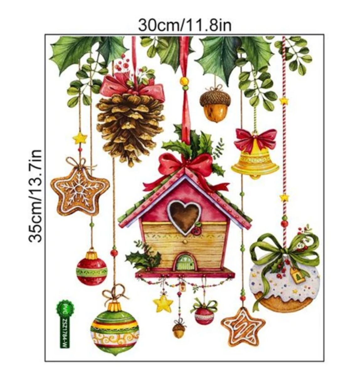CHRISTMAS BAUBLES GINGERBREAD HOUSE MISTLETOE 3D WALL STICKER MURAL ART Decal
