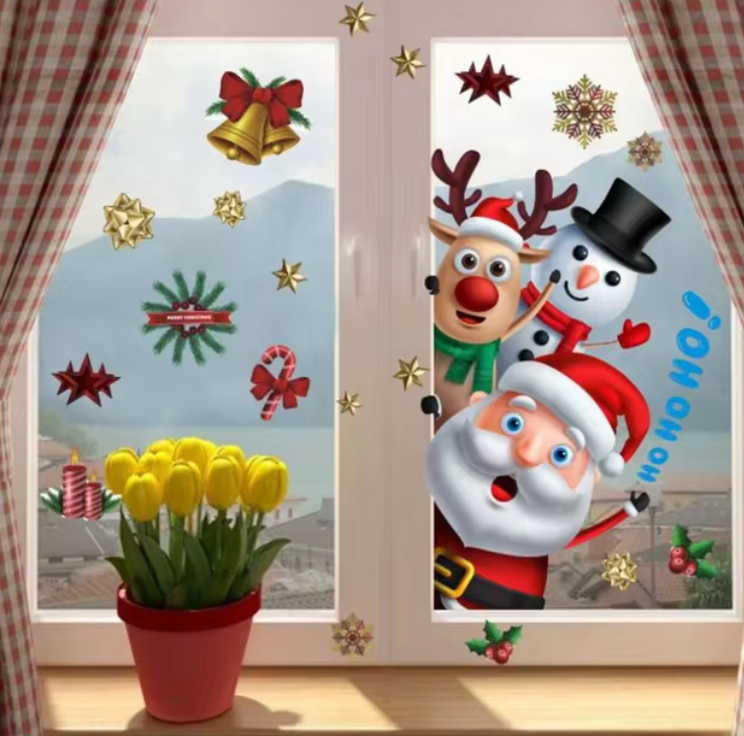 SANTA SNOWMAN REINDEER CHRISTMAS BELLS SNOWFLAKES MISTLETOE 3D WALL STICKER MURAL ART Decal