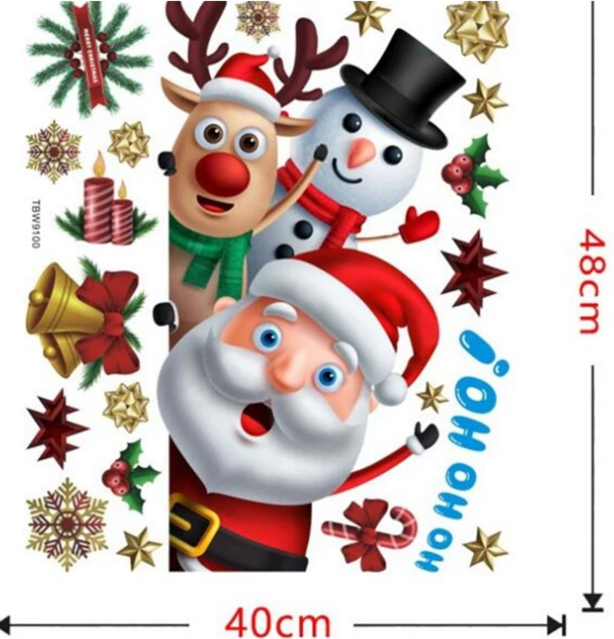 SANTA SNOWMAN REINDEER CHRISTMAS BELLS SNOWFLAKES MISTLETOE 3D WALL STICKER MURAL ART Decal