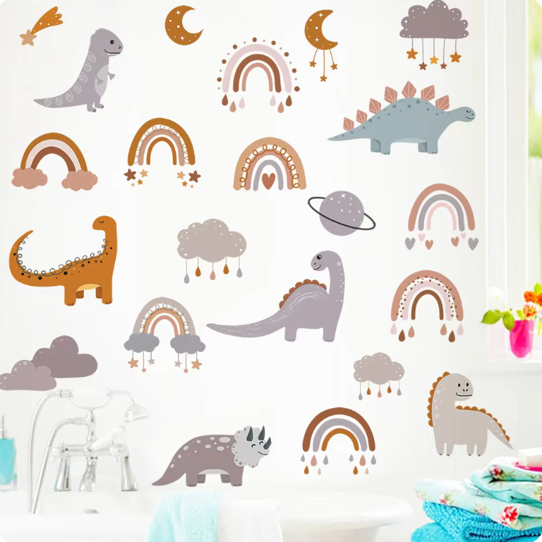 DINOSAURS RAINBOWS CLOUDS LOVE HEARTS PLANETS MOON 3D WALL STICKER MURAL ART Decal