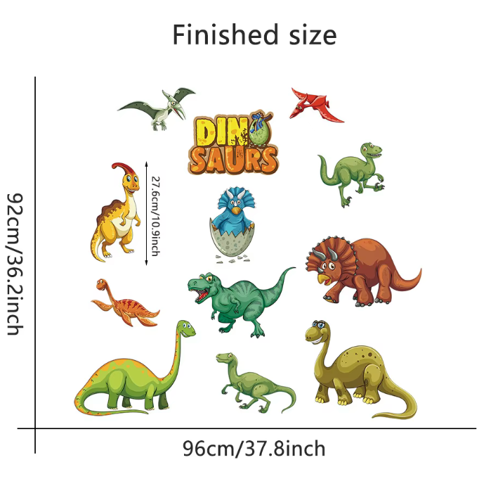 DINOSAURS T-REX TRICERATOPS BRONTOSAURS STEGASARUS 3D WALL STICKER MURAL ART Decal