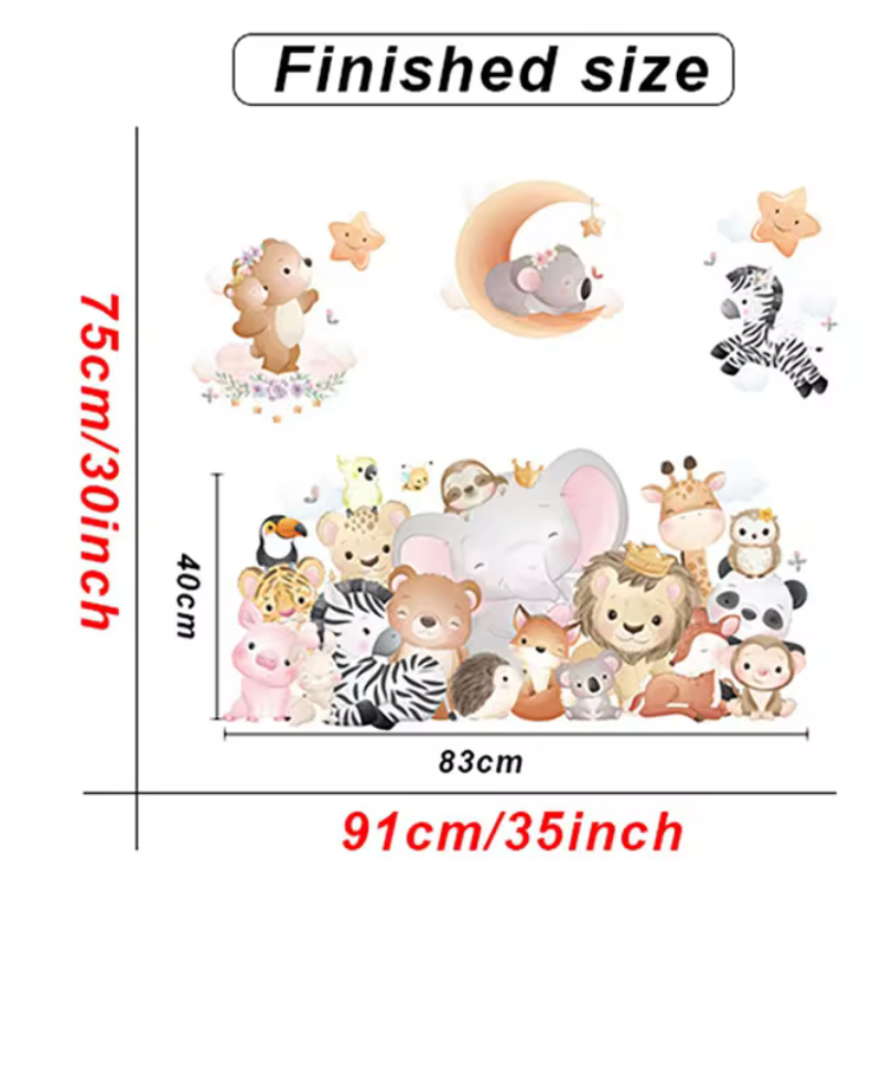 ANIMALS AT SLUMBER PARTY KOALA ON CRESCENT MOON SKY STARS 3D WALL STICKER MURAL ART Decal