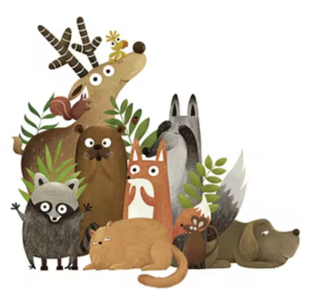 ANIMALS IN NATURE MOOSE SQUIRREL RACOON FOX DOG CAT 3D WALL STICKER MURAL ART Decal