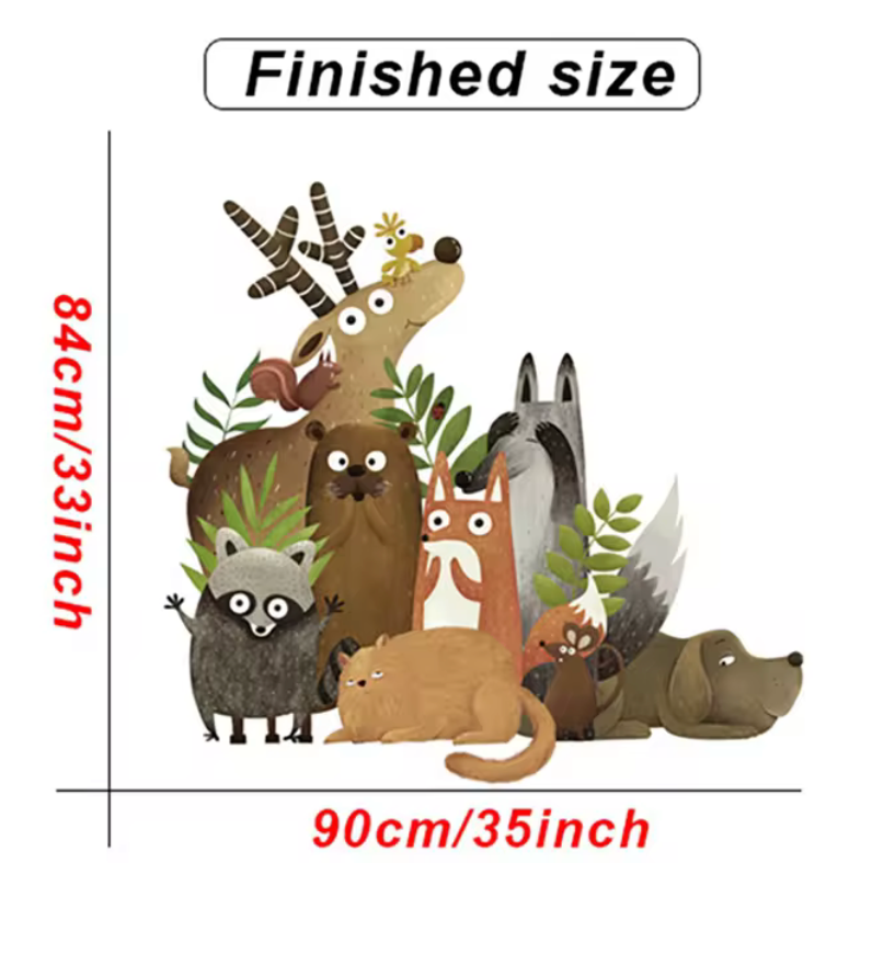 ANIMALS IN NATURE MOOSE SQUIRREL RACOON FOX DOG CAT 3D WALL STICKER MURAL ART Decal