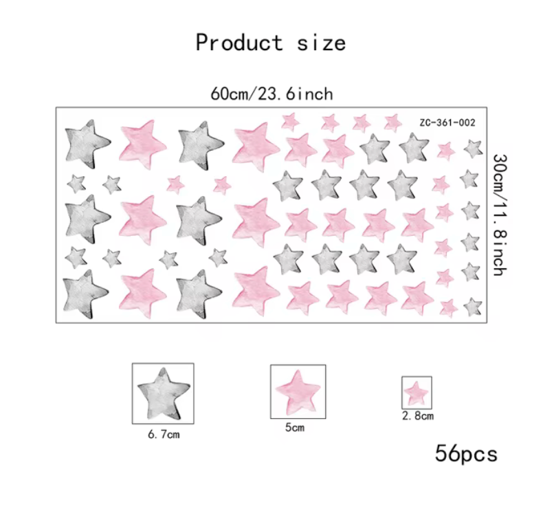 STARRY SKY STARS PINK BLACK GREY SPACE NIGHT TIME SHAPES 3D WALL STICKER MURAL ART Decal