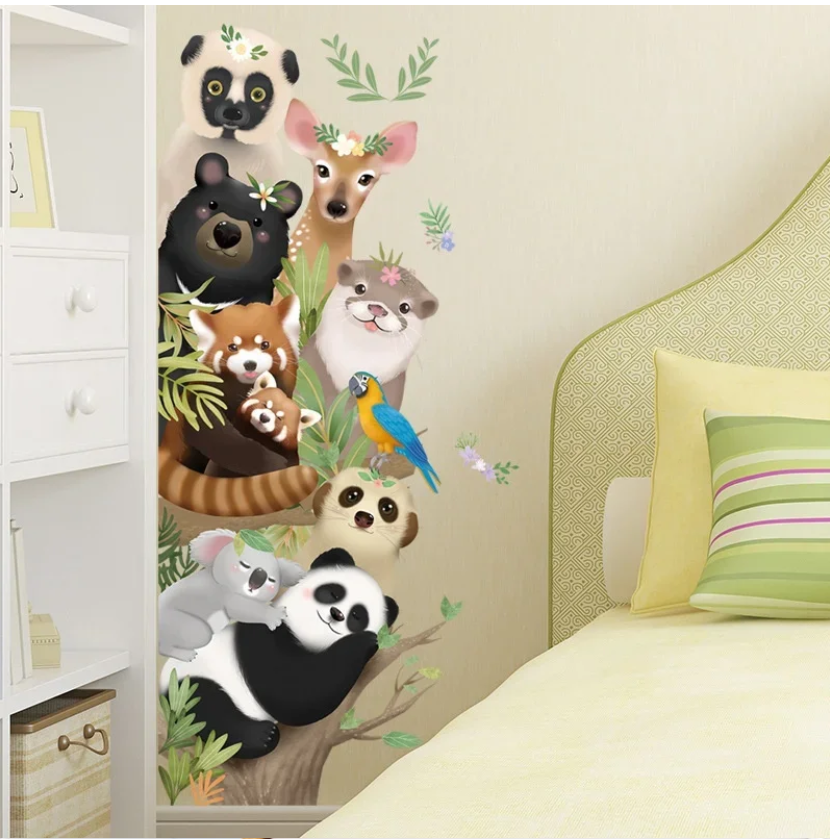 ANIMALS IN TREE PANDA DEER OTTER BEER FOX KOALA SLOTH 3D WALL STICKER MURAL ART Decal