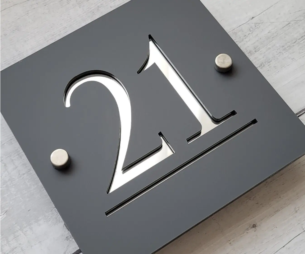 CUSTOM SQUARE HOUSE SIGN NUMBER STREET SIGN ACRYLIC ADDRESS DOOR WALL PLAQUE