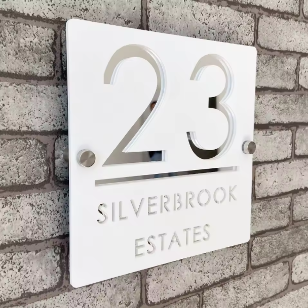 Custom Square Matte Acrylic House Sign | Personalised Address Plaque
