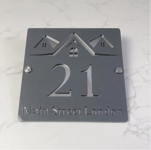 CUSTOM SQUARE HOUSE HOME SIGN NUMBER STREET SIGN ACRYLIC ADDRESS DOOR WALL PLAQUE
