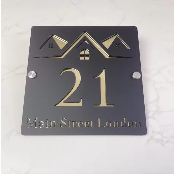 CUSTOM SQUARE HOUSE HOME SIGN NUMBER STREET SIGN ACRYLIC ADDRESS DOOR WALL PLAQUE