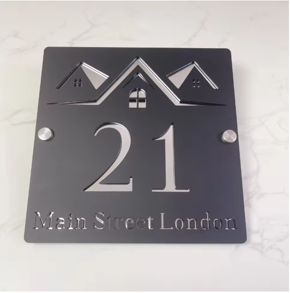CUSTOM SQUARE HOUSE HOME SIGN NUMBER STREET SIGN ACRYLIC ADDRESS DOOR WALL PLAQUE