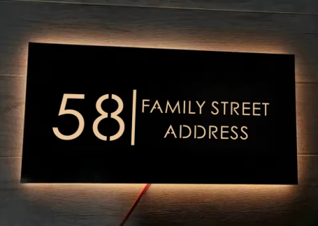 CUSTOM LED LIGHT UP 3D HOUSE SIGN NUMBER STREET SIGN ACRYLIC ADDRESS DOOR WALL PLAQUE