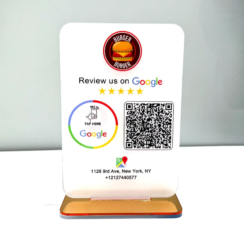 NFC QR CODE GOOGLE REVIEW SIGN LOGO BUSINESS NAME CUSTOM SOCIAL MEDIA SIGN
