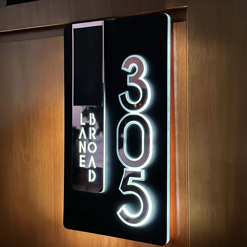 CUSTOM SOLAR LED HOUSE NUMBER SIGN ADDRESS CUSTOM ACRYLIC VERTICAL BACKLIT ROSE GOLD SILVER
