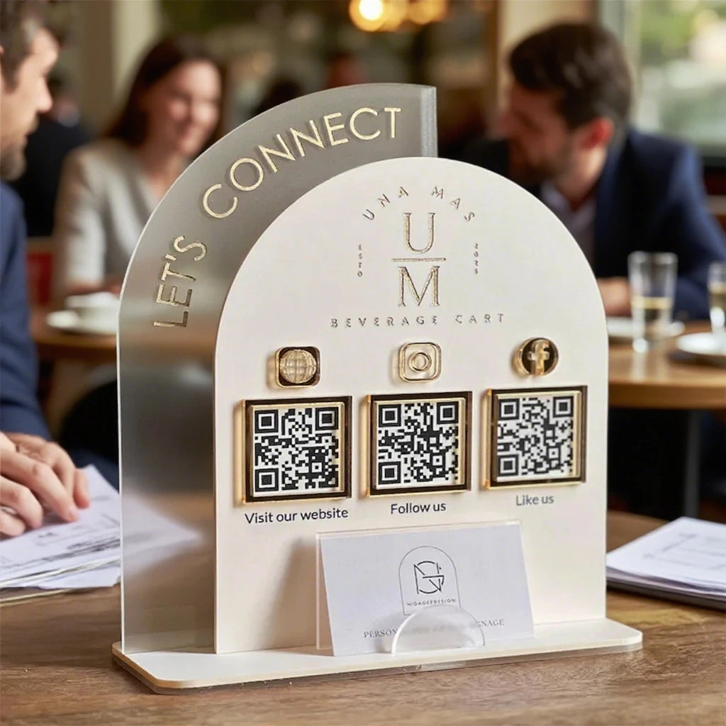 CUSTOM ACRYLIC QR CODE PAYMENT SIGN WITH LOGO SOCIAL MEDIA BUSINESS REVIEW