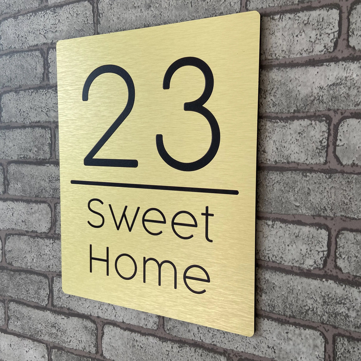 CUSTOM BRUSHED ALUMINIUM VERTICAL HOUSE SIGN NUMBER STREET SIGN ADDRESS DOOR WALL PLAQUE
