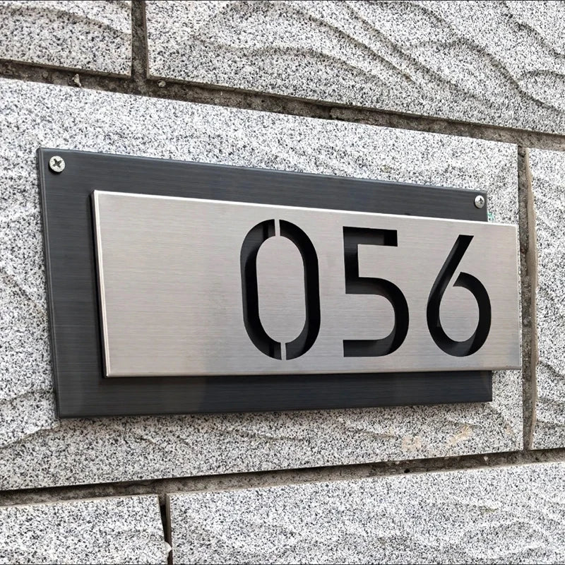 CUSTOM MODERN STAINLESS STEEL HOUSE SIGN NUMBER STREET SIGN ADDRESS DOOR WALL PLAQUE