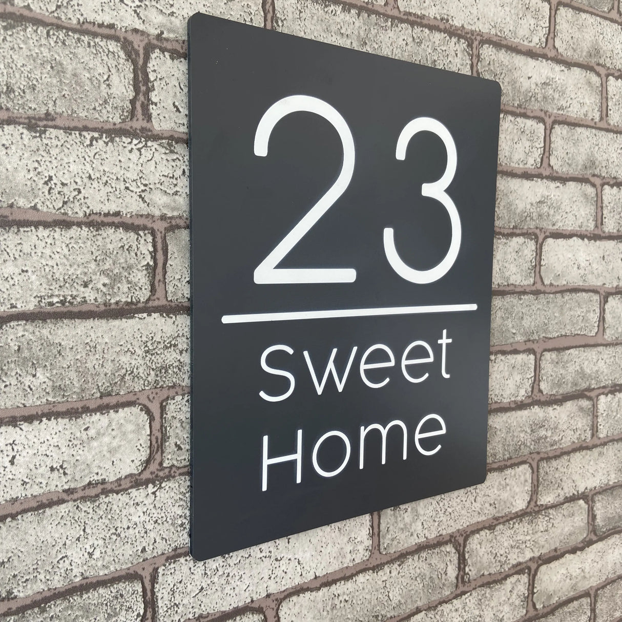 CUSTOM BRUSHED ALUMINIUM VERTICAL HOUSE SIGN NUMBER STREET SIGN ADDRESS DOOR WALL PLAQUE