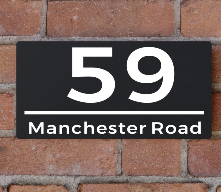 HOUSE SIGN NUMBER STREET SIGN BLACK WHITE ACRYLIC ADDRESS DOOR WALL PLAQUE