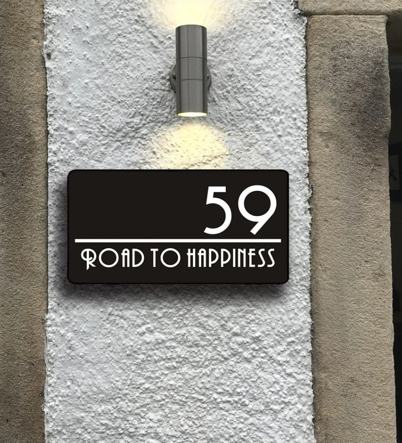 HOUSE SIGN CUSTOM NUMBER STREET SIGN BLACK ACRYLIC ADDRESS DOOR WALL PLAQUE