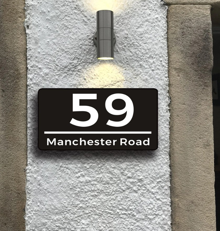 HOUSE SIGN NUMBER STREET SIGN BLACK WHITE ACRYLIC ADDRESS DOOR WALL PLAQUE