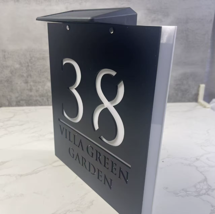 Custom Solar LED 3D Acrylic House Sign | Personalised Address Plaque