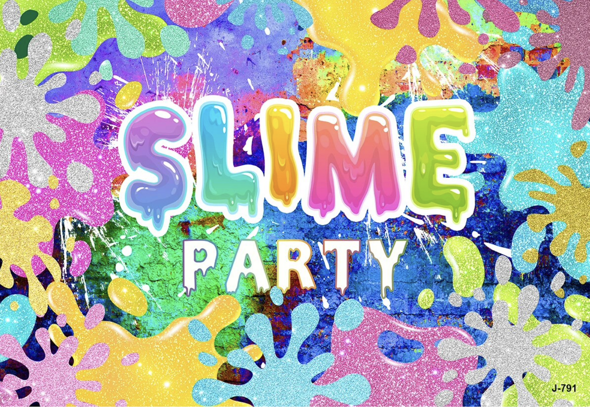 GLITTER SLIME ABSTRACT ART SPLASHES RAINBOW BIRTHDAY PARTY BANNER DECORATION