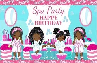 SPA DAY WITH FRIENDS PERSONALISED BIRTHDAY PARTY BANNER BACKDROP DECORATION