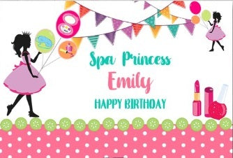 SPA SALON MANICURE BALLOONS PERSONALISED BIRTHDAY PARTY BANNER BACKDROP