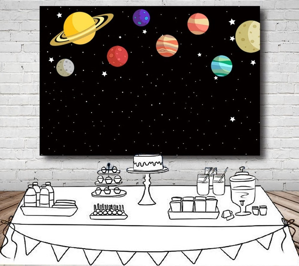 SPACE STARS PERSONALISED BIRTHDAY PARTY BANNER BACKDROP DECORATION
