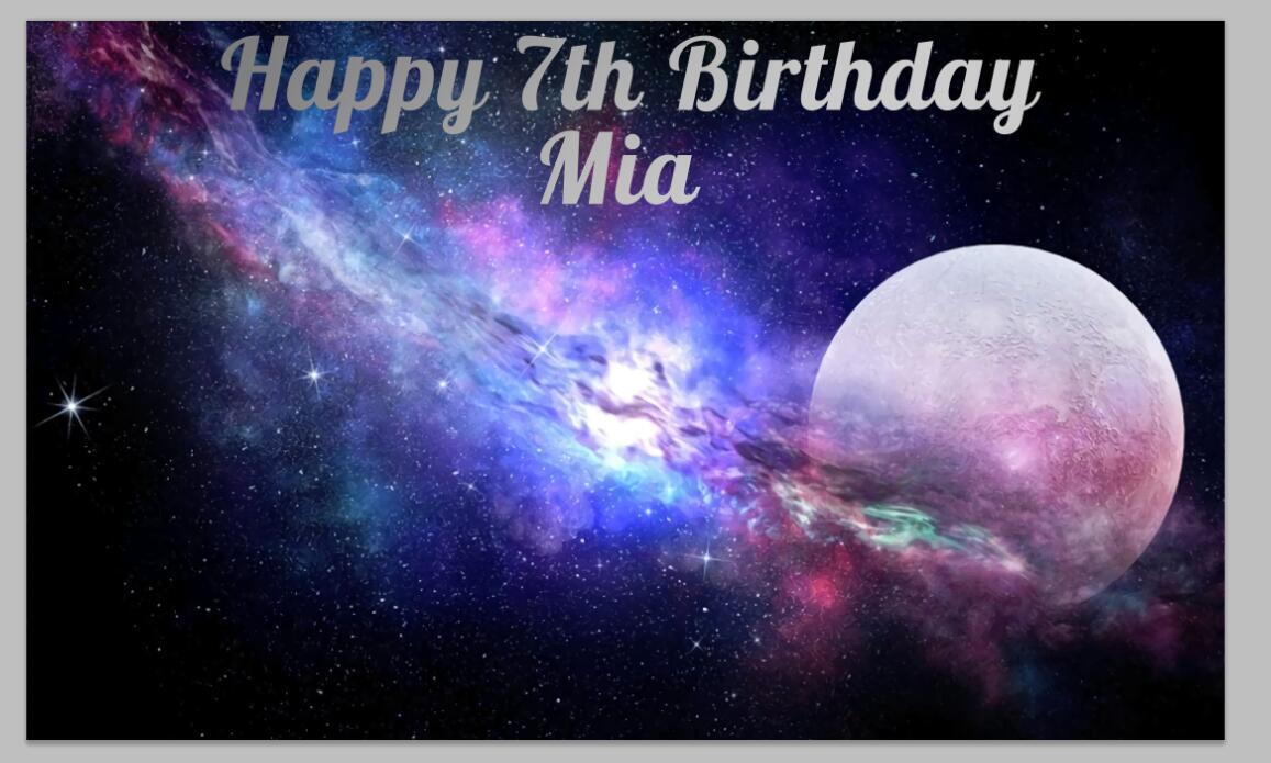 SPACE MOON GALAXY PERSONALISED BIRTHDAY PARTY BANNER BACKDROP DECORATION