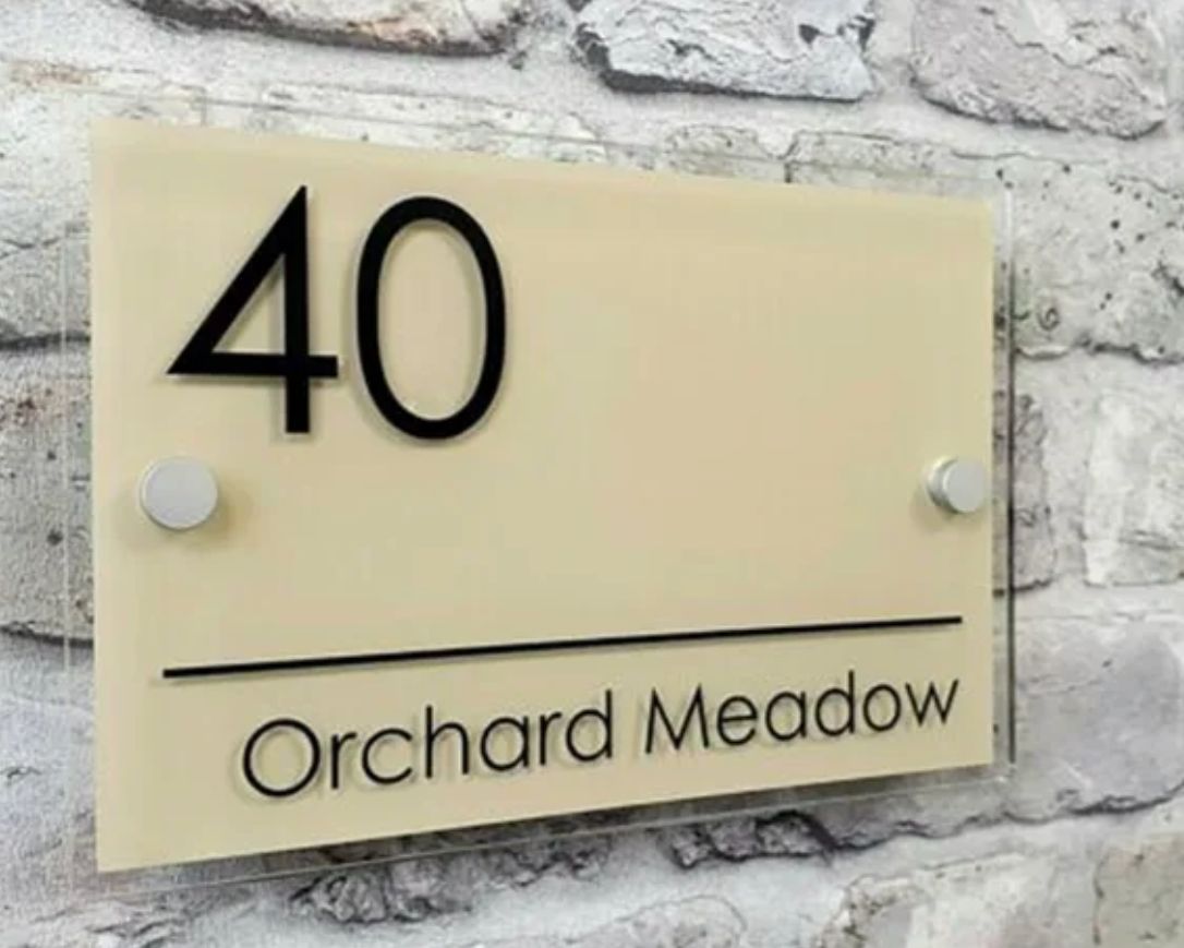 CUSTOM HOUSE SIGN NUMBER STREET SIGN COLOURED ACRYLIC ADDRESS DOOR WALL PLAQUE