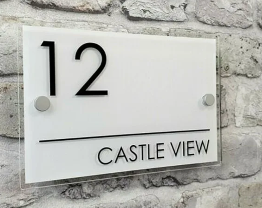 CUSTOM HOUSE SIGN NUMBER STREET SIGN COLOURED ACRYLIC ADDRESS DOOR WALL PLAQUE