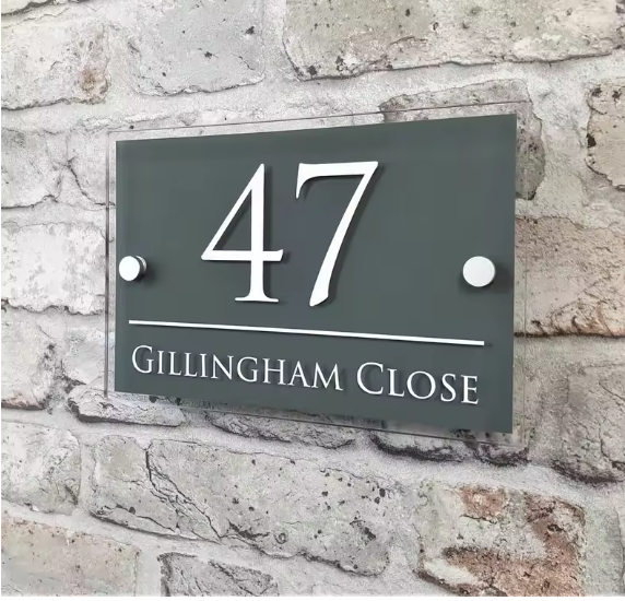 CUSTOM HOUSE SIGN NUMBER STREET SIGN COLOURED ACRYLIC ADDRESS DOOR WALL PLAQUE