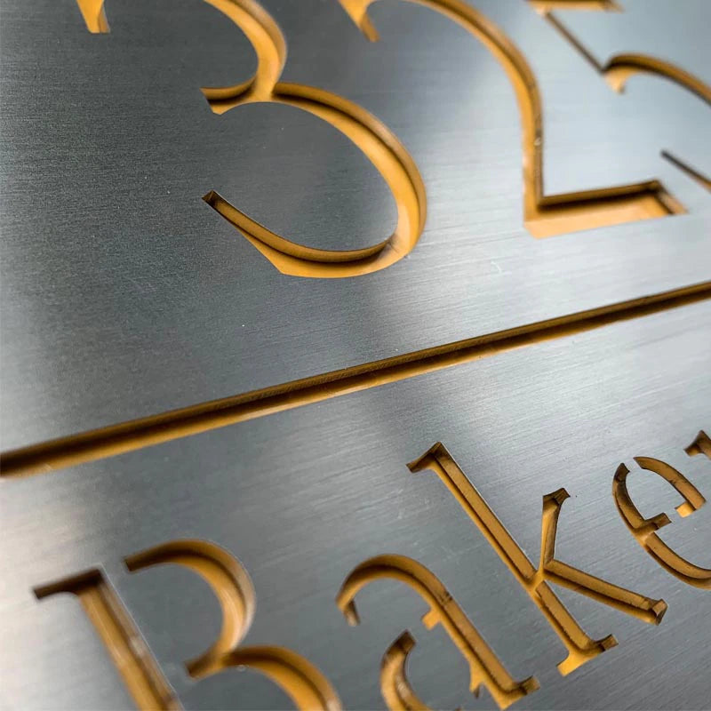 CUSTOM STAINLESS STEEL HOUSE SIGN NUMBER STREET SIGN SILVER ADDRESS DOOR WALL PLAQUE