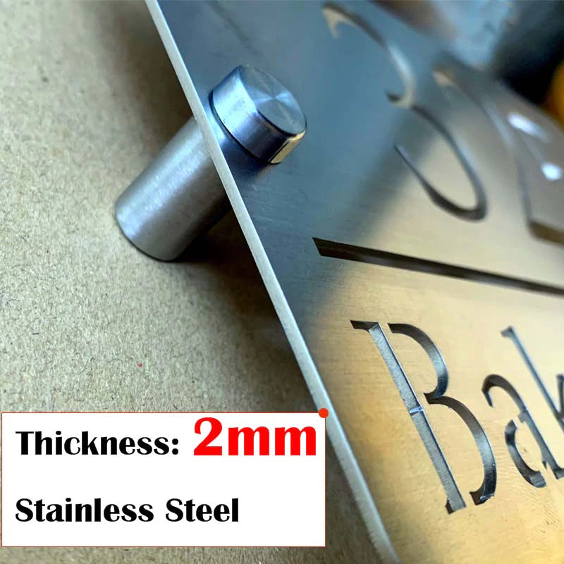 CUSTOM STAINLESS STEEL HOUSE SIGN NUMBER STREET SIGN SILVER ADDRESS DOOR WALL PLAQUE